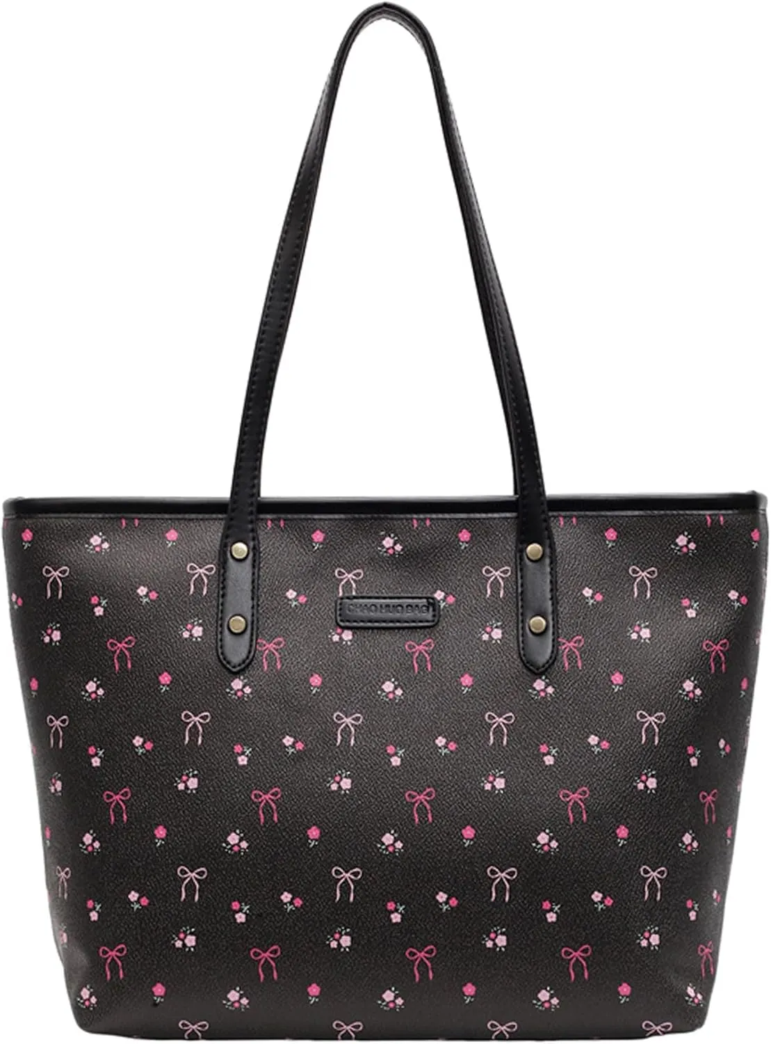 Tote Bags for Women Faux Leather Cherry Print Shoulder Bag Cute Floral Purse Trendy Tote Handbags for Travel Work