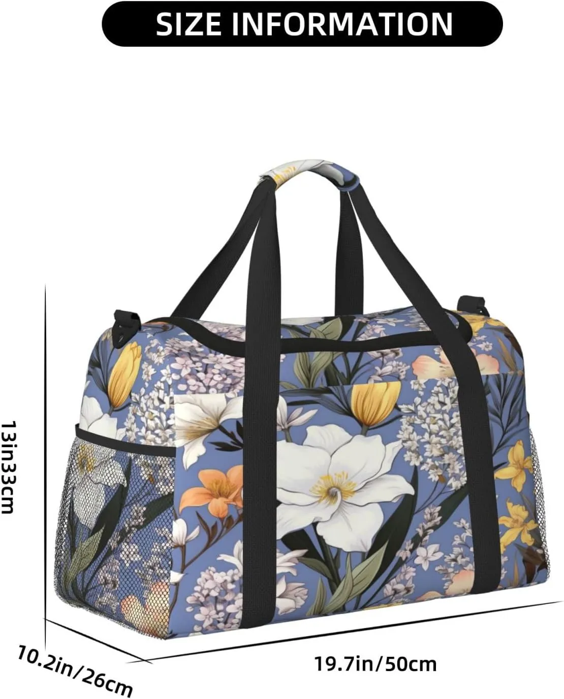 Travel Duffel Bag For Men Women, Spring Floral Lily Pattern Carry On Sport Gym Bag With Shoulder Strap Lightweight Waterproof Weekender Bag Overnight Bag