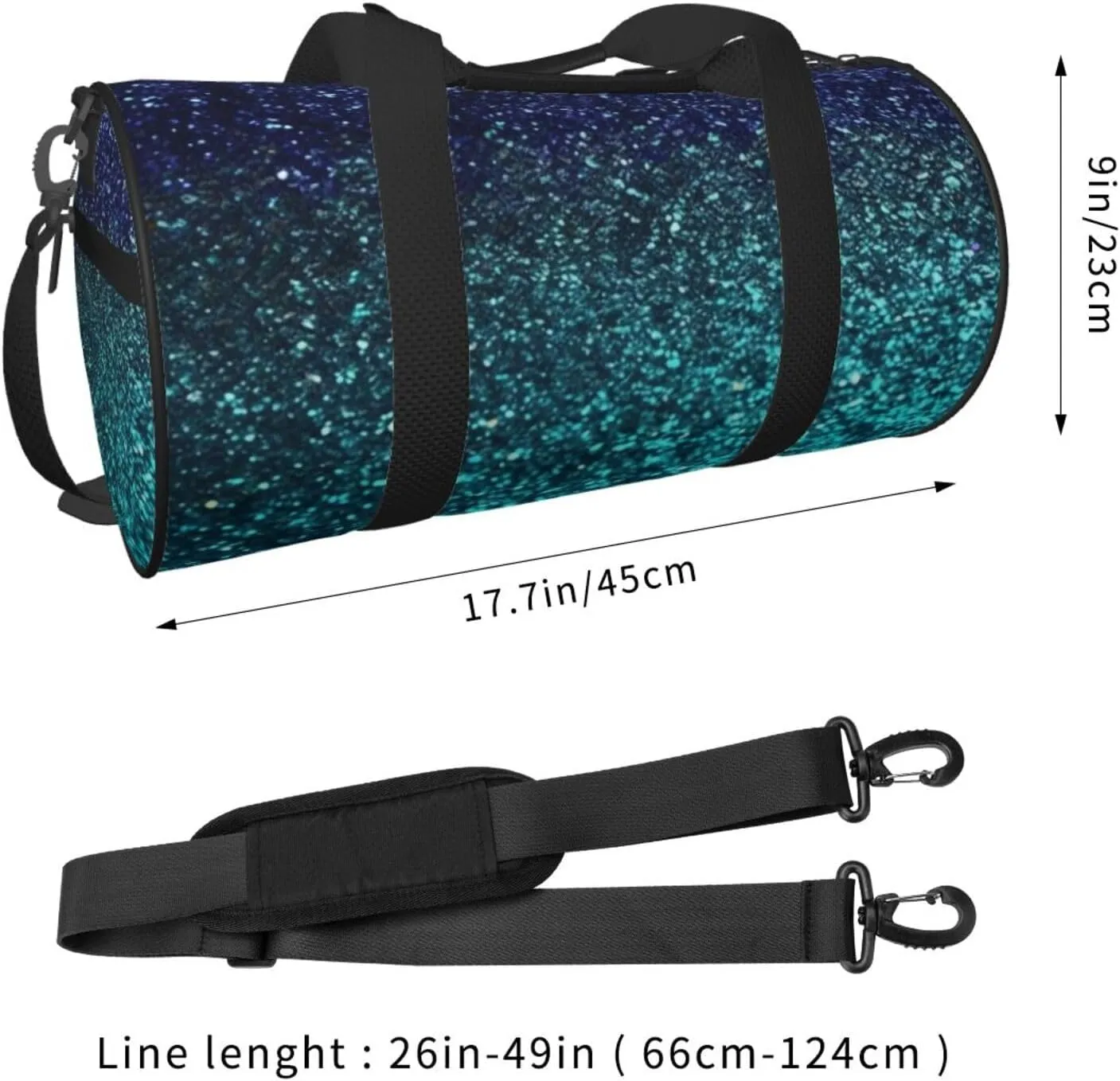 Travel Duffel Bag Teal Glitter Weekender Overnight Bag For Men Women Large Capacity Sports Gym Bag Canvas Carry On Tote Bags For Travel Yoga