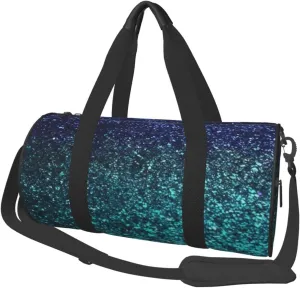Travel Duffel Bag Teal Glitter Weekender Overnight Bag For Men Women Large Capacity Sports Gym Bag Canvas Carry On Tote Bags For Travel Yoga