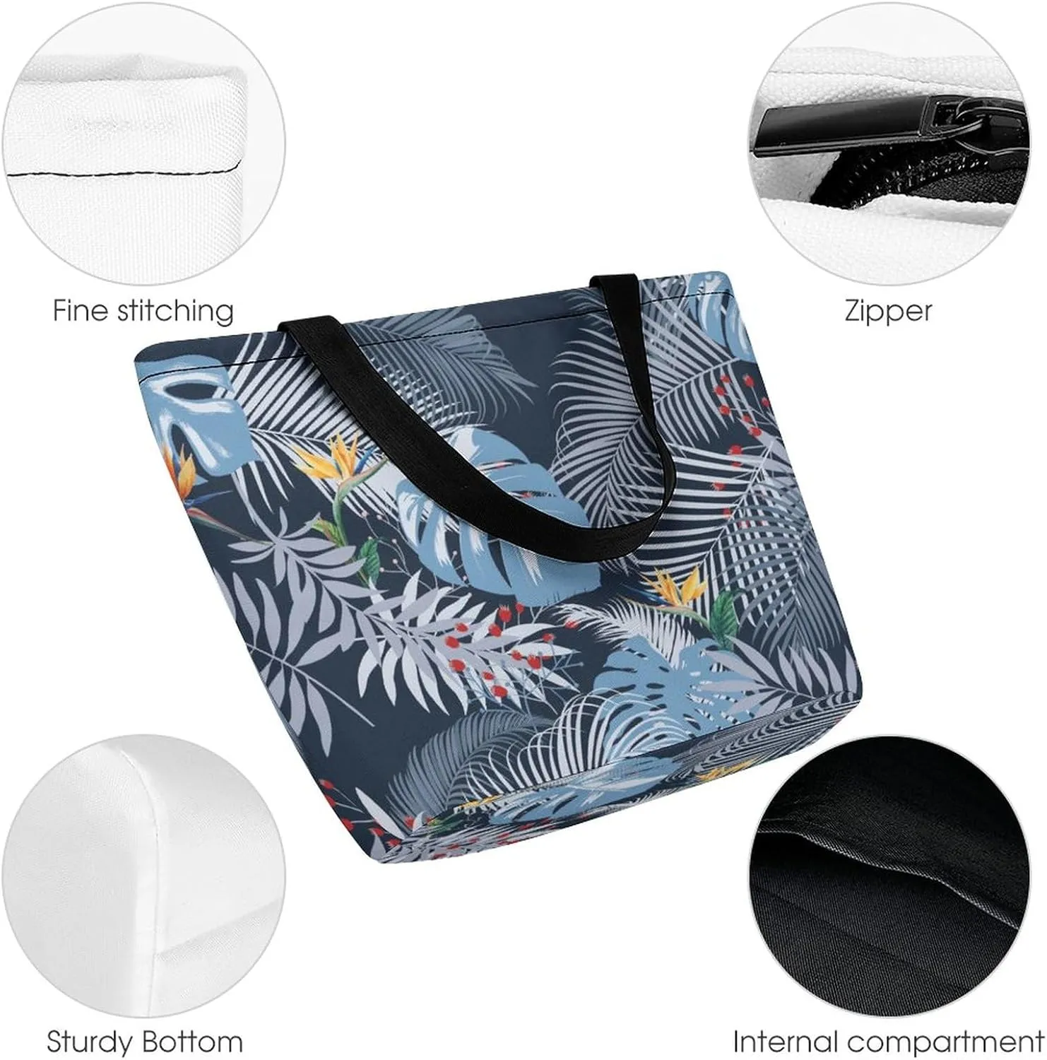 Tropical-Floral-Texture Tote Bags Handbags for Women Fashion Shoulder Bags Shoulder Handbag.
