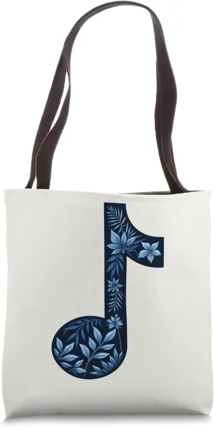 Tropical Jungle Floral Music Note Musician Tote Bag