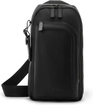 TUMI Harrison Gregory Sling - Lightweight Leather Crossbody with Multiple Compartments - Casual Side Bags - Black Bombe