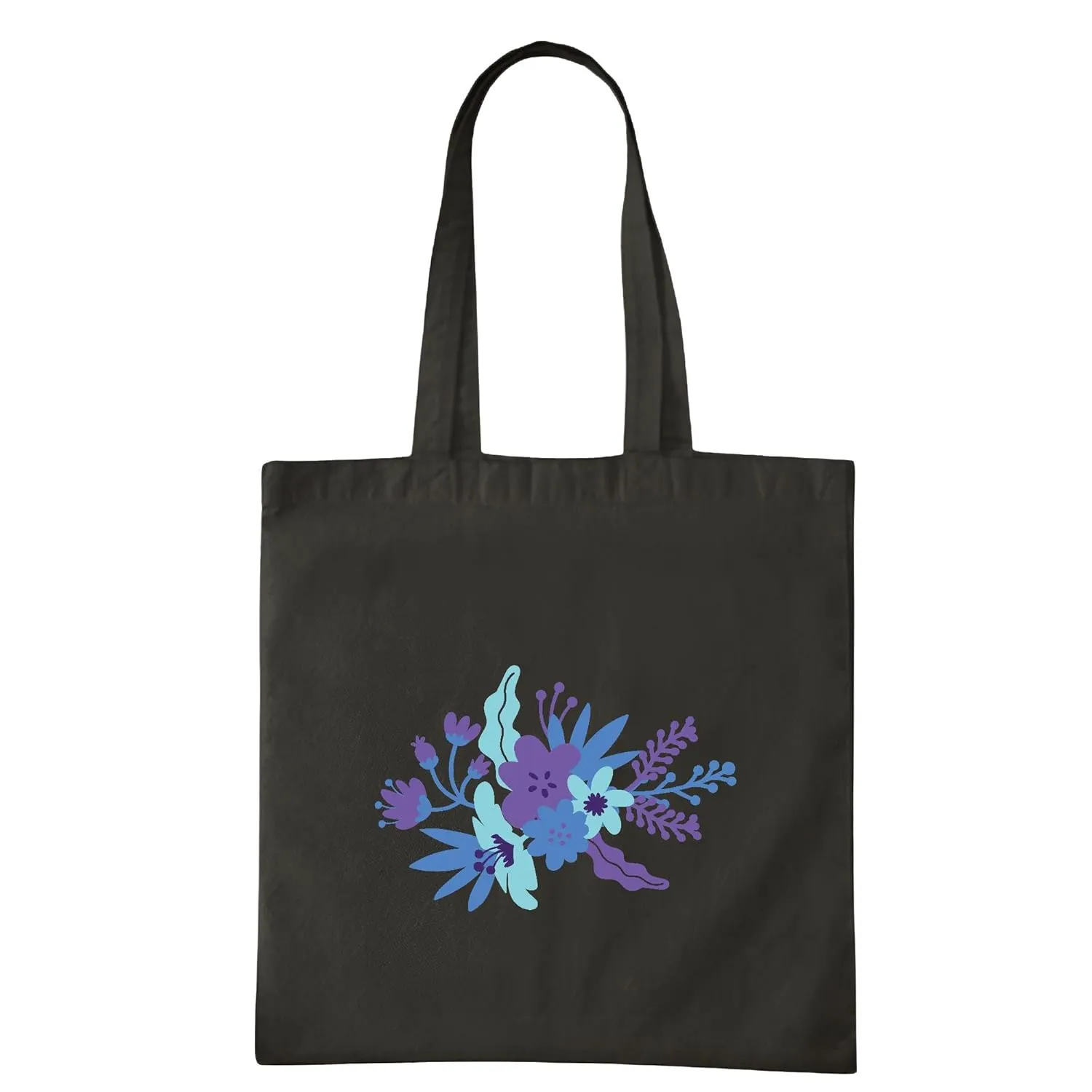 Unique Floral Motif Gift Ideas Colorful Art Design for and Adults Navy Black Multicolor Canvas Tote Bag