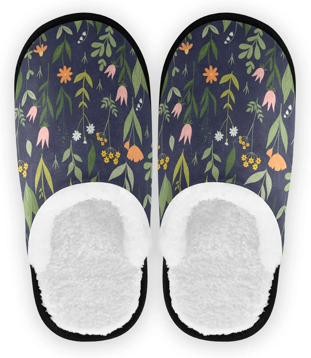 Unisex Slippers Fuzzy Feet Plush Cotton Slippers Anti-Slip Warm House Shoes M/L