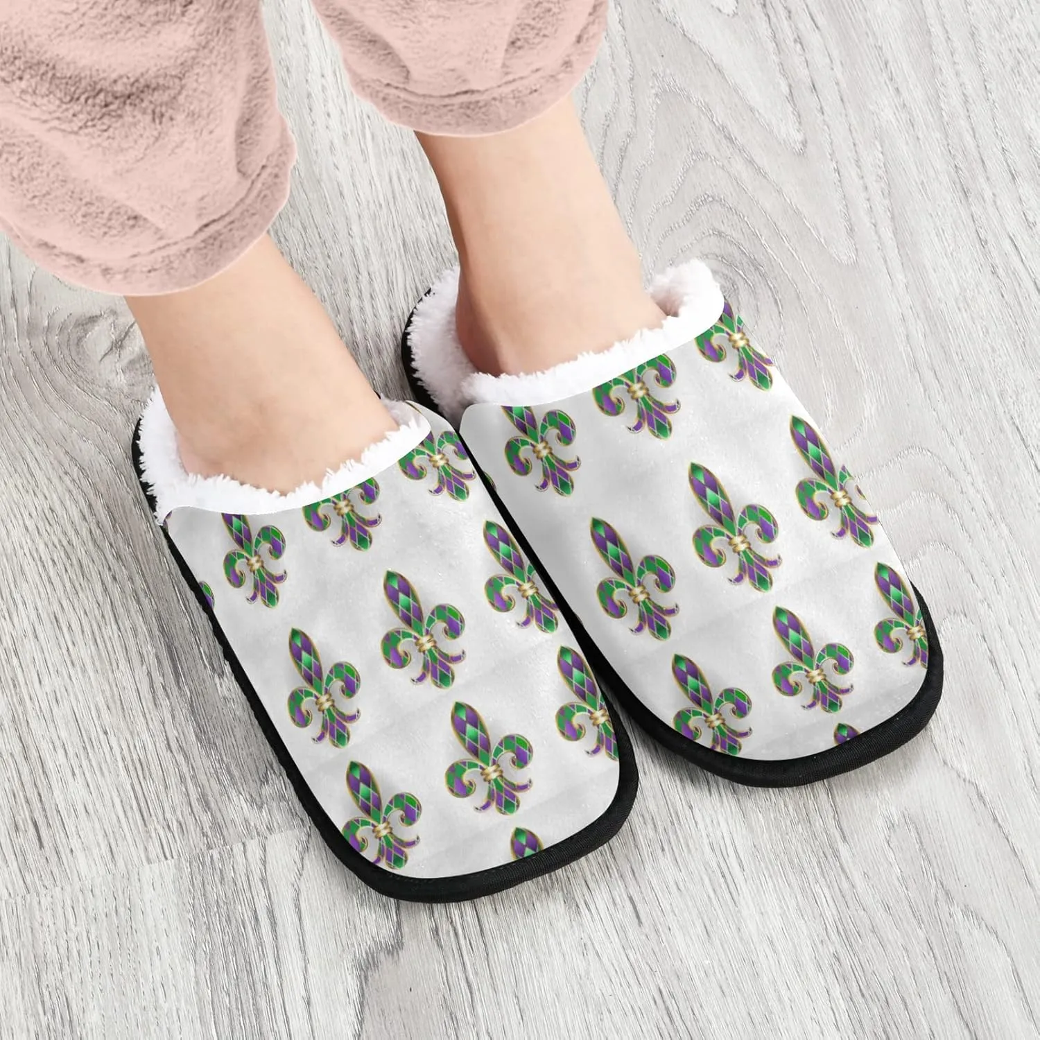 Unisex Slippers Fuzzy Feet Plush Cotton Slippers Anti-Slip Warm House Shoes M/L