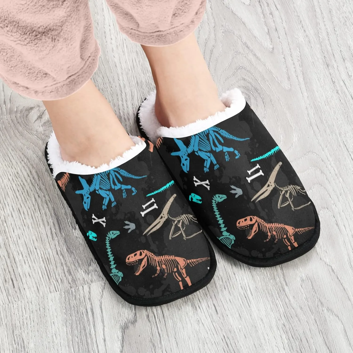 Unisex Slippers Fuzzy Feet Plush Cotton Slippers Anti-Slip Warm House Shoes M/L