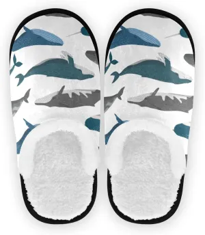 Unisex Slippers Fuzzy Feet Plush Cotton Slippers Anti-Slip Warm House Shoes M/L