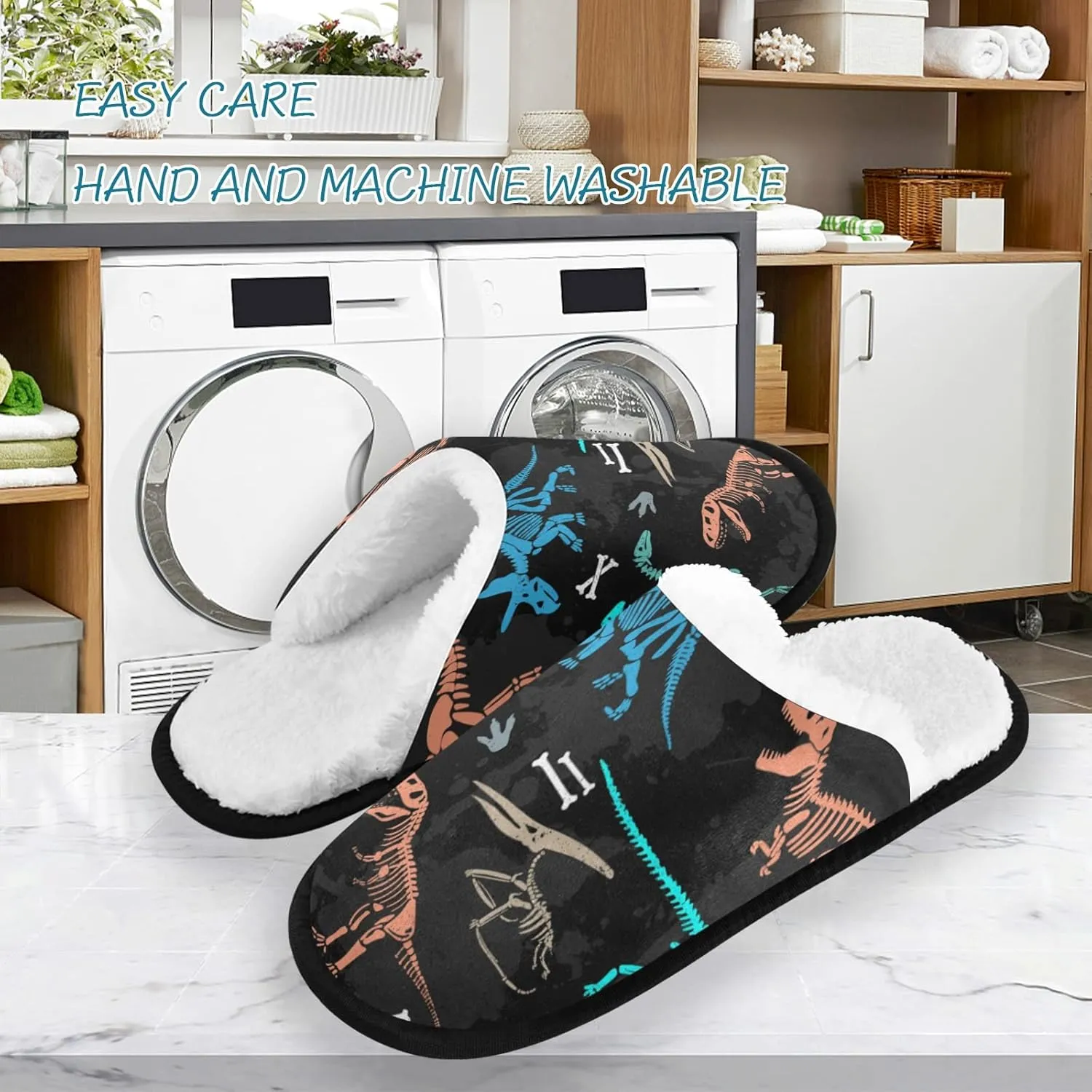 Unisex Slippers Fuzzy Feet Plush Cotton Slippers Anti-Slip Warm House Shoes M/L
