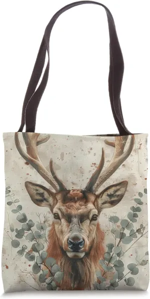 Van Gogh Style Eucalyptus Pattern Caribou Tote Bag