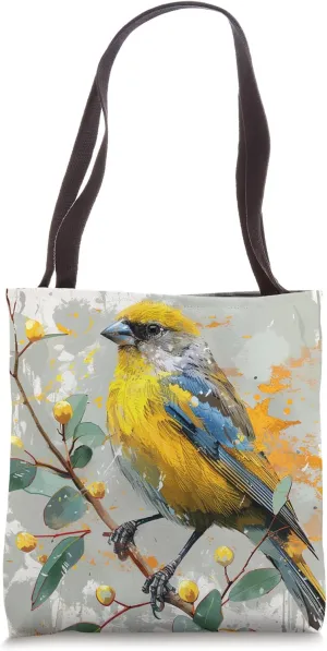 Van Gogh Style Eucalyptus Pattern Crossbill Bird Tote Bag