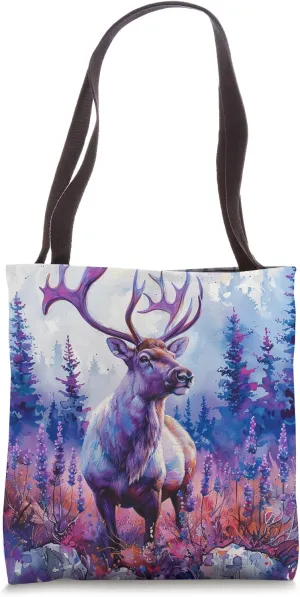Van Gogh Style Lavender Flower Floral Caribou Tote Bag