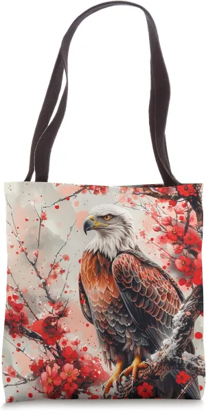Van Gogh Style Paint Cherry Blossom Eurasian Eagle Tote Bag