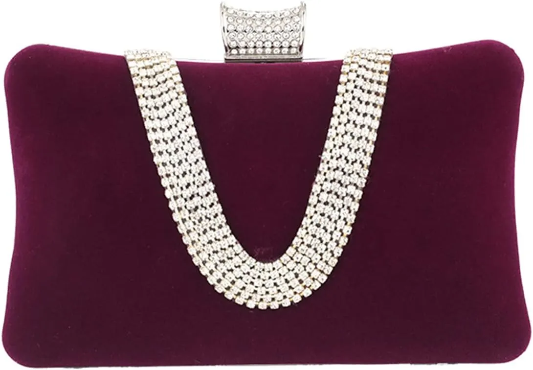 Velvet Evening Bag for Women Rhinestone Clutch Bag Sparkly Handbag