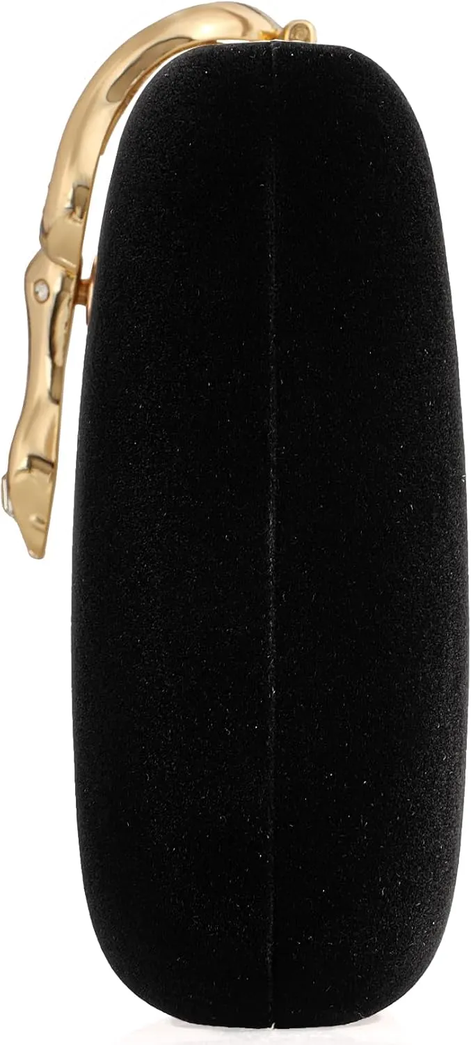 Velvet Evening Clutch Purse for Women-Snake Clasp Formal Handbag,Hard Shell Design Bag for Weddings, Parties, Prom