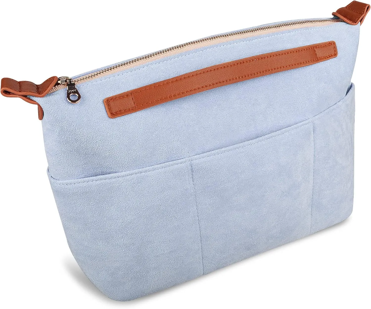 Vercord Womens Handbag Organizers for Tote bag Purse Insert Inside Liner bag with Zipper Light blue Medium