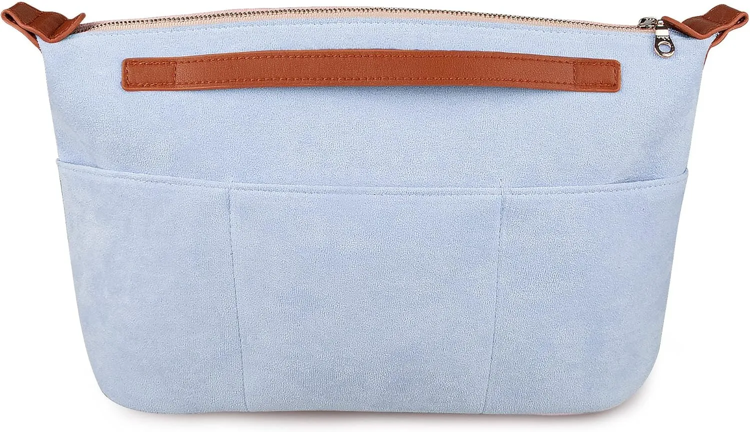 Vercord Womens Handbag Organizers for Tote bag Purse Insert Inside Liner bag with Zipper Light blue Medium