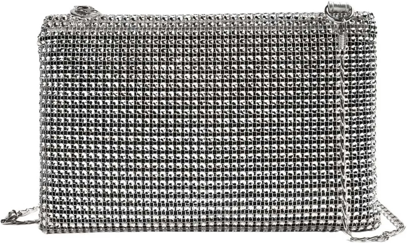 Verdusa Women's Glitter Rhinestone Crossbody Bag Evening Clutch Purses with Chain Strap