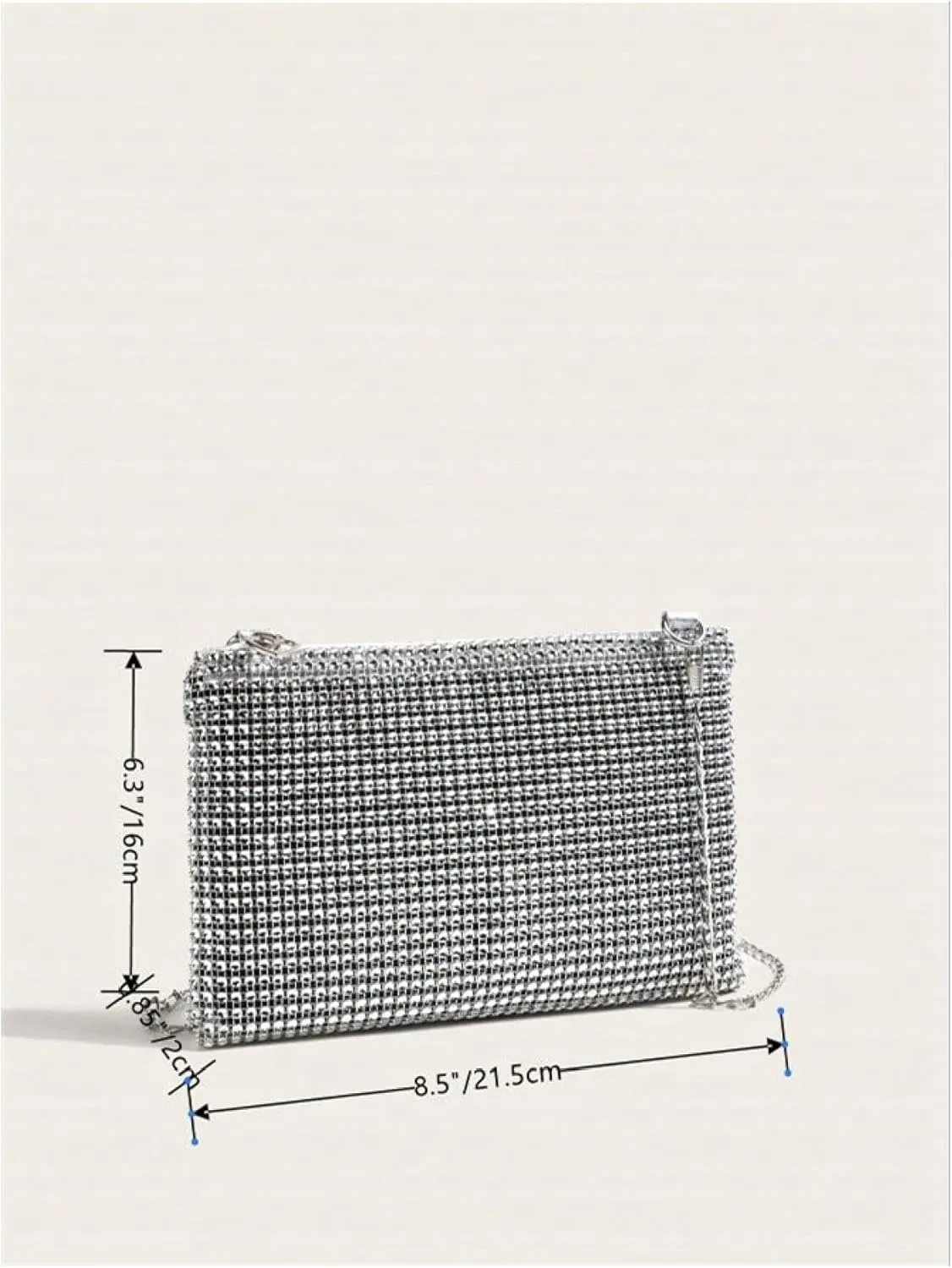 Verdusa Women's Glitter Rhinestone Crossbody Bag Evening Clutch Purses with Chain Strap