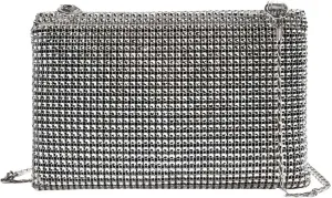 Verdusa Women's Glitter Rhinestone Crossbody Bag Evening Clutch Purses with Chain Strap