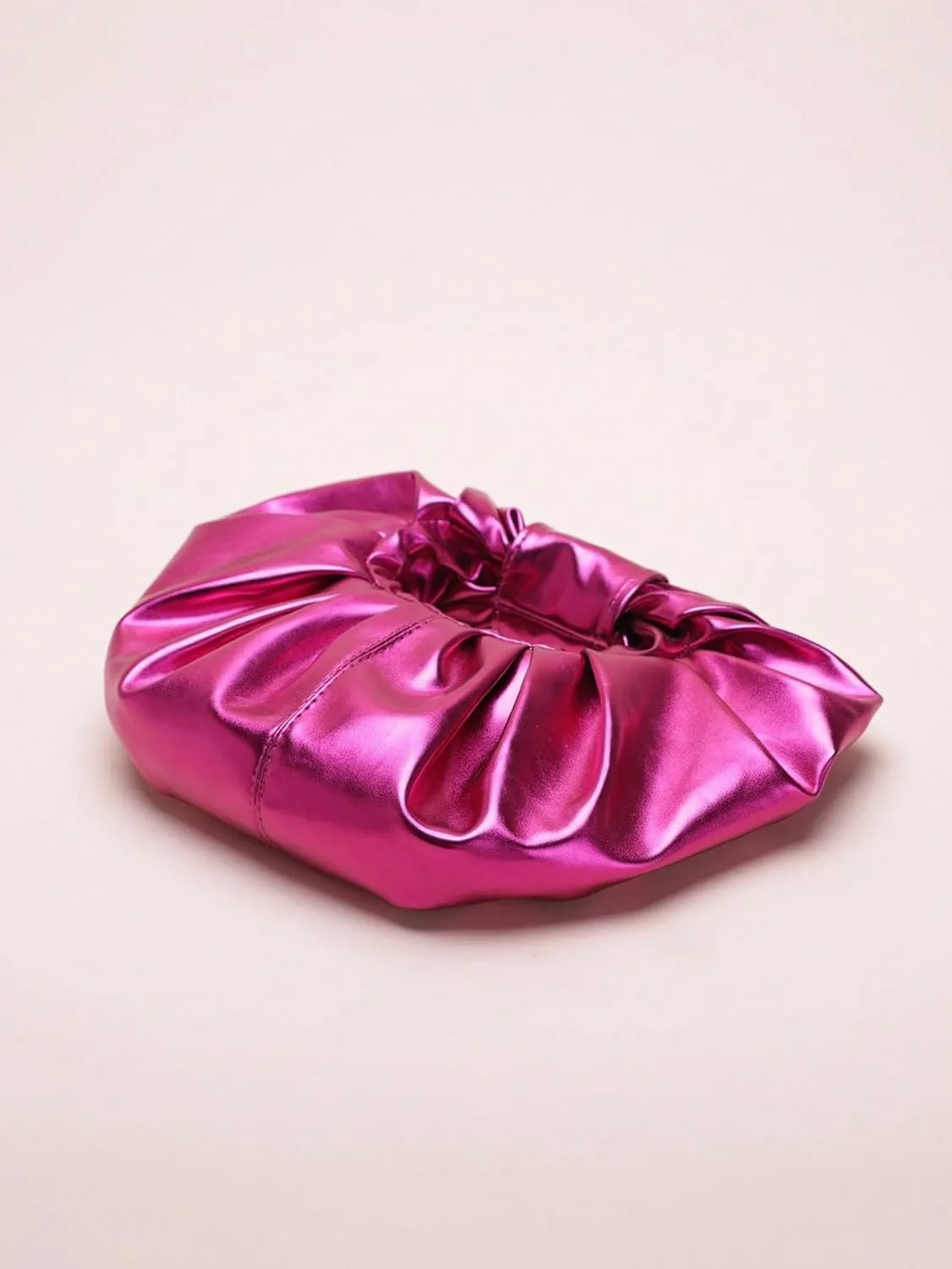 Verdusa Women's Metallic Ruched Handbag Leather Clutch Purse Dumpling Pouch Bag