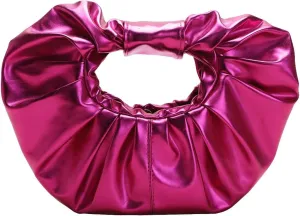 Verdusa Women's Metallic Ruched Handbag Leather Clutch Purse Dumpling Pouch Bag