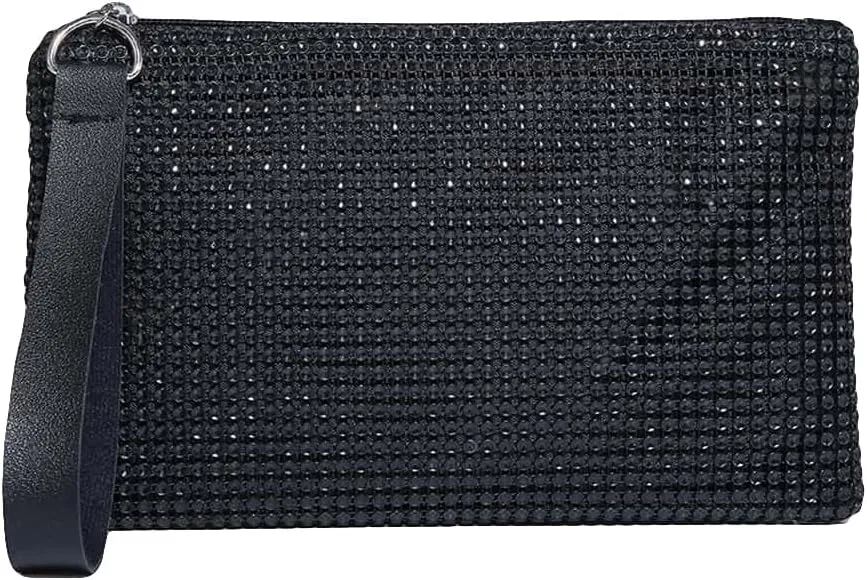 Verdusa Women's Rhinestone Evening Bag Clutch Handbags Glitter Wristlet Purse