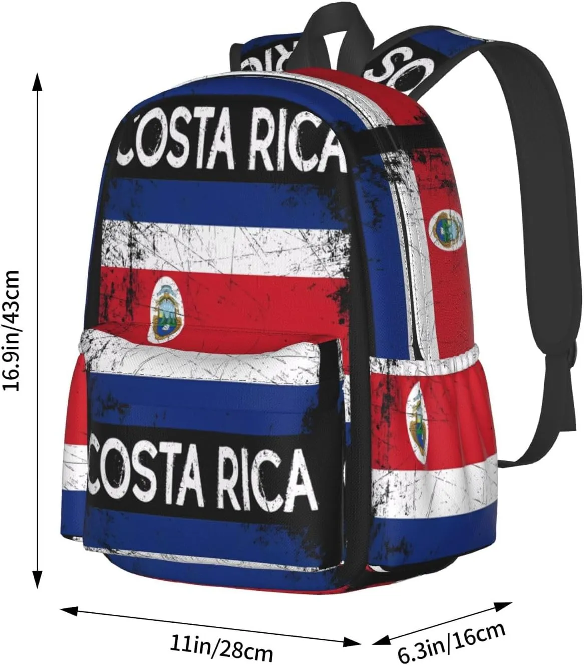 Vintage Costa Rican Flag Large Travel Backpack Casual Backpacks Laptop Daypack Working Rucksack Lightweight Back Pack Sports Bag with Adjustable Shoulder Strap