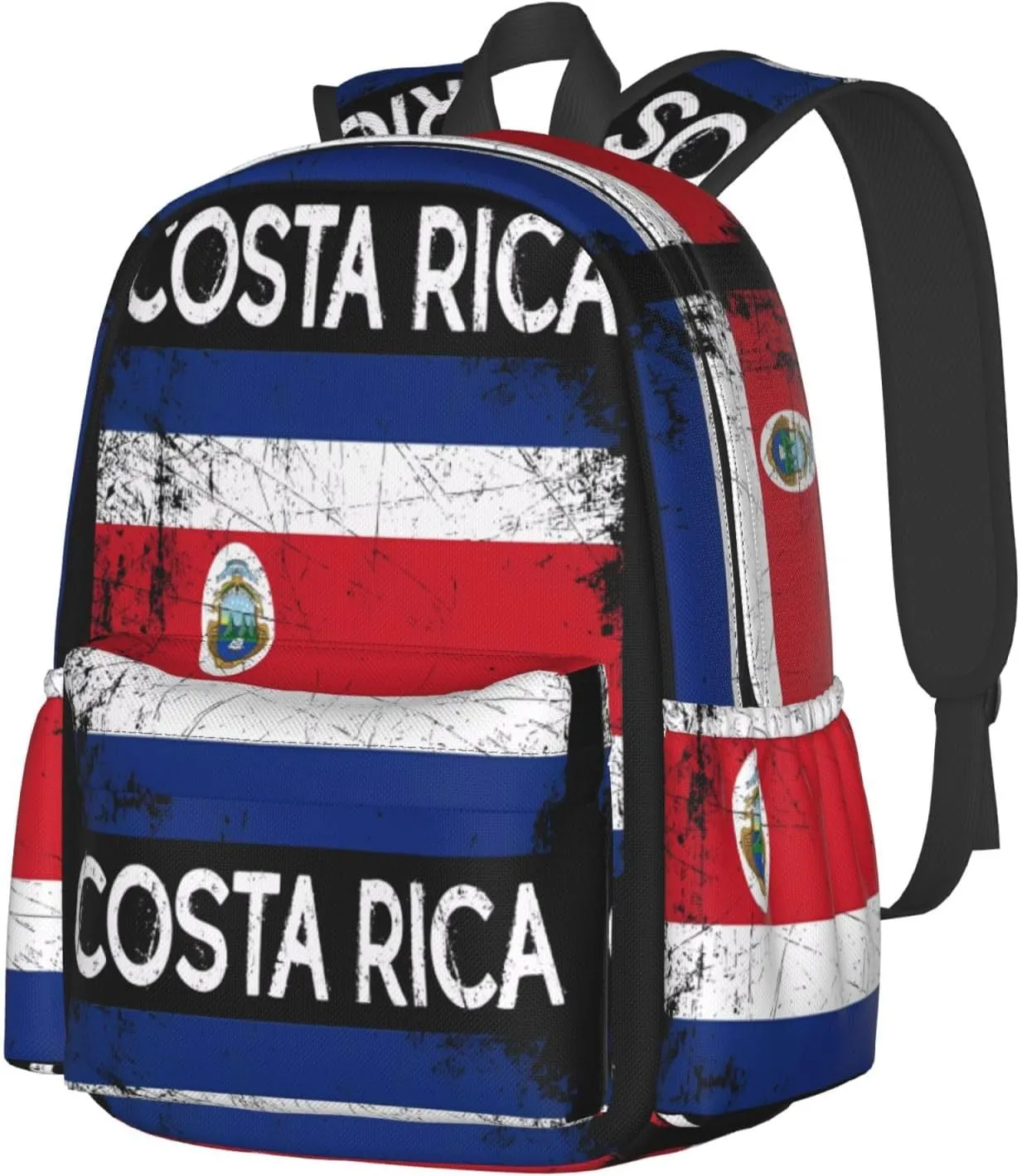 Vintage Costa Rican Flag Large Travel Backpack Casual Backpacks Laptop Daypack Working Rucksack Lightweight Back Pack Sports Bag with Adjustable Shoulder Strap