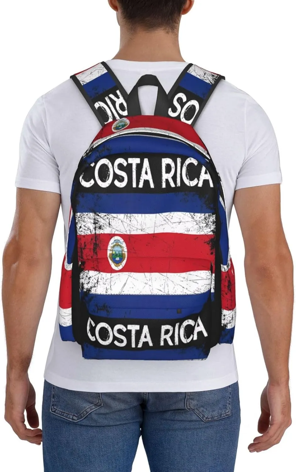 Vintage Costa Rican Flag Large Travel Backpack Casual Backpacks Laptop Daypack Working Rucksack Lightweight Back Pack Sports Bag with Adjustable Shoulder Strap