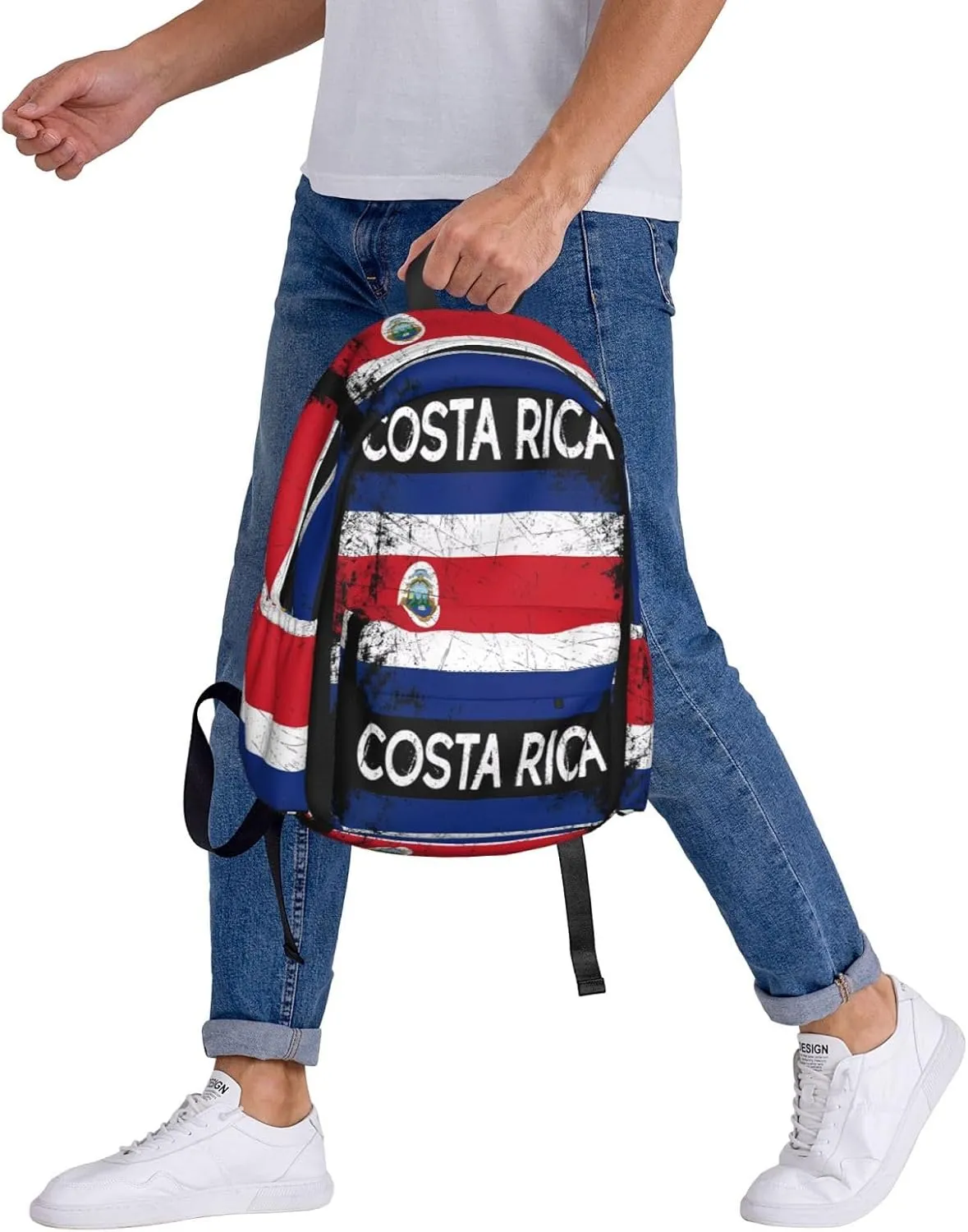 Vintage Costa Rican Flag Large Travel Backpack Casual Backpacks Laptop Daypack Working Rucksack Lightweight Back Pack Sports Bag with Adjustable Shoulder Strap