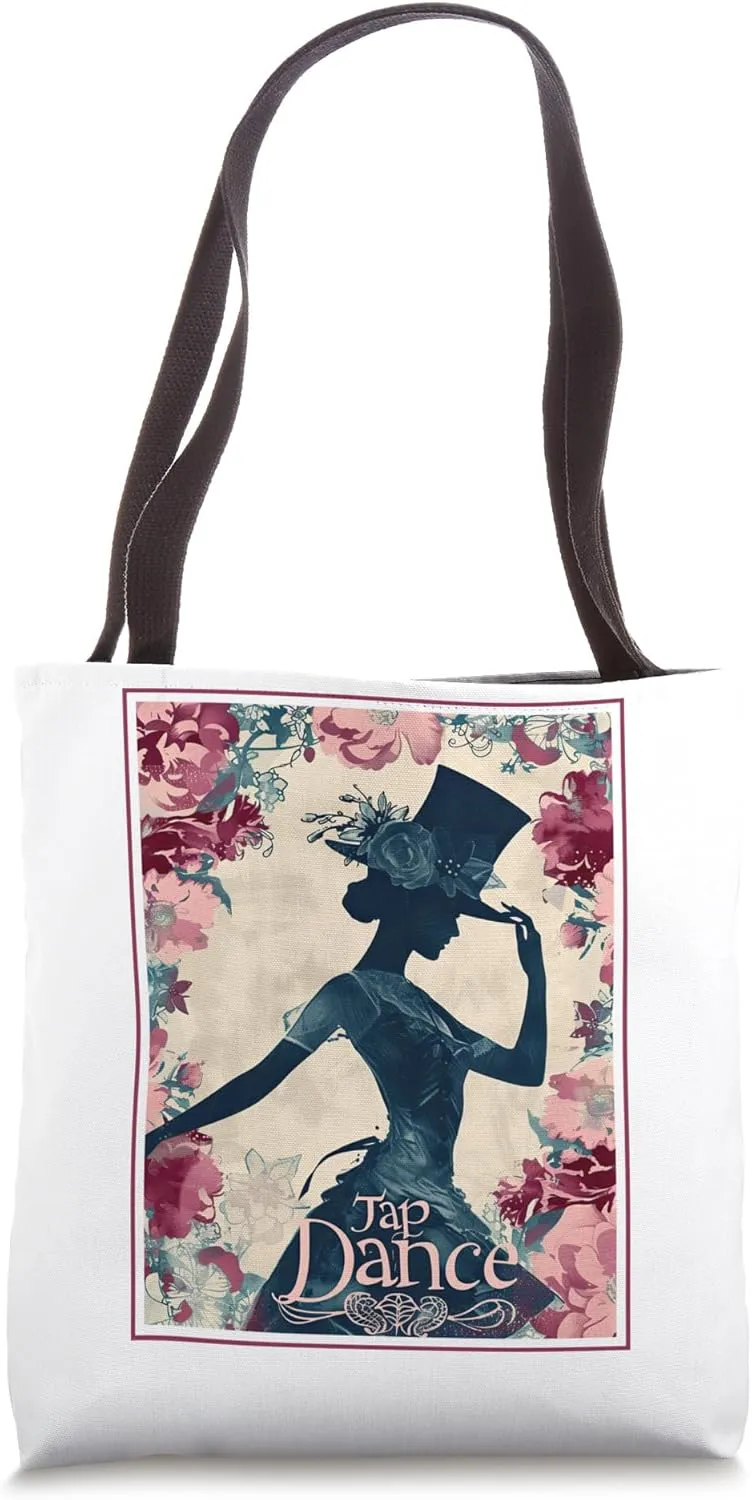 Vintage Floral Tap Dancing Step Dance Jazz Dancer Tote Bag
