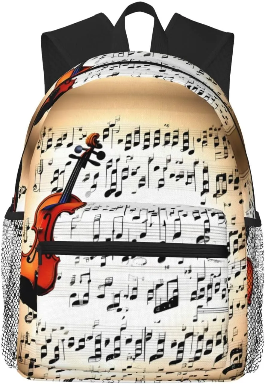 Violin Sheet Music print Lightweight and comfortable backpack Casual Laptop Backpack for Travel Hiking