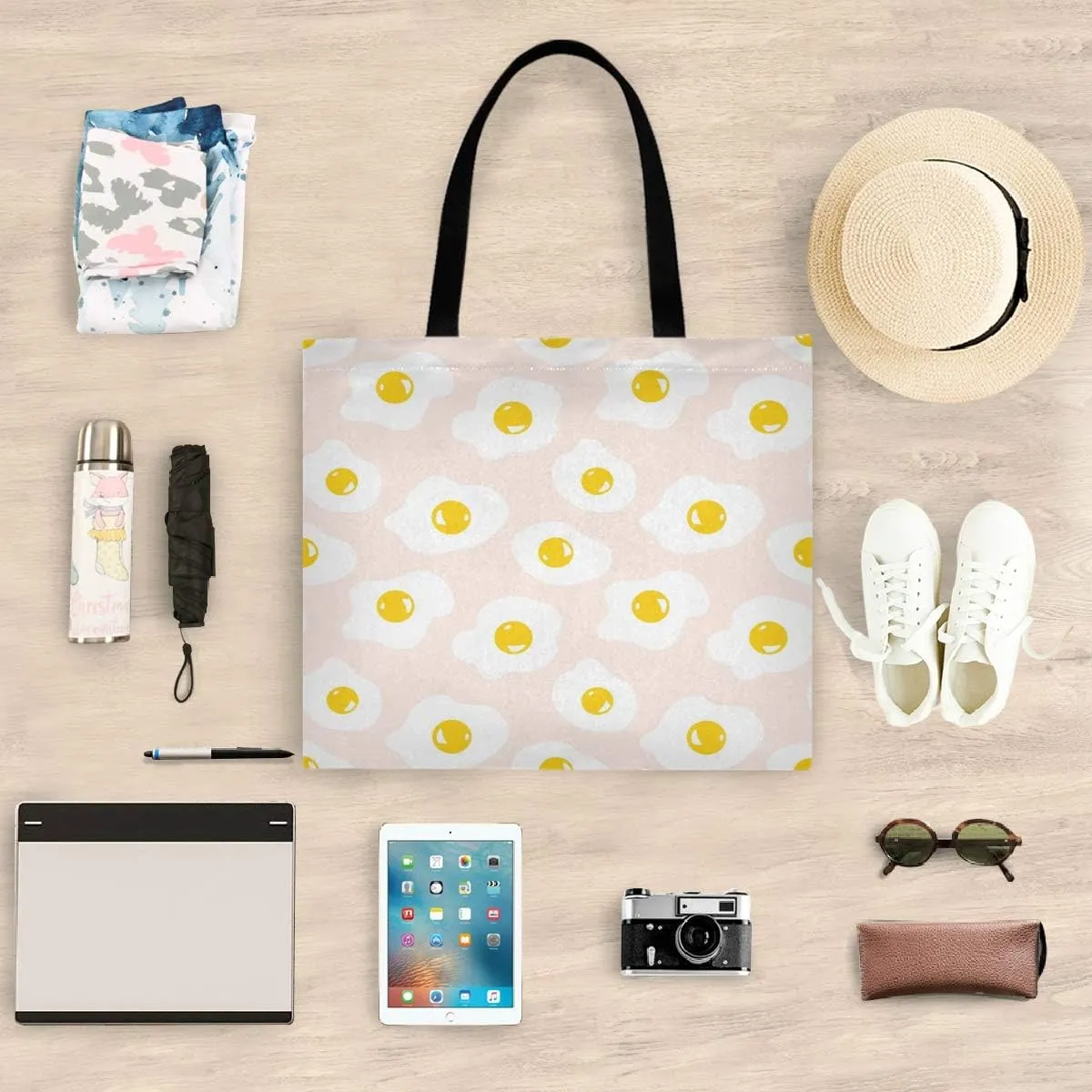 Visesunny Floral Beach Tote Stylish Travel Shopping Duty Bag with Long Handles