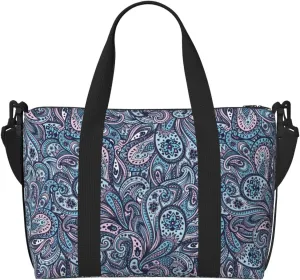 VOSERY Laptop Tote Bag for Women Work - Persian-Inspired Floral Paisley Gym Bag for Women Men, Personal Item Crossbody Travel Bags for Women Men Carry On, Overnight Weekender Bags for Women Travel