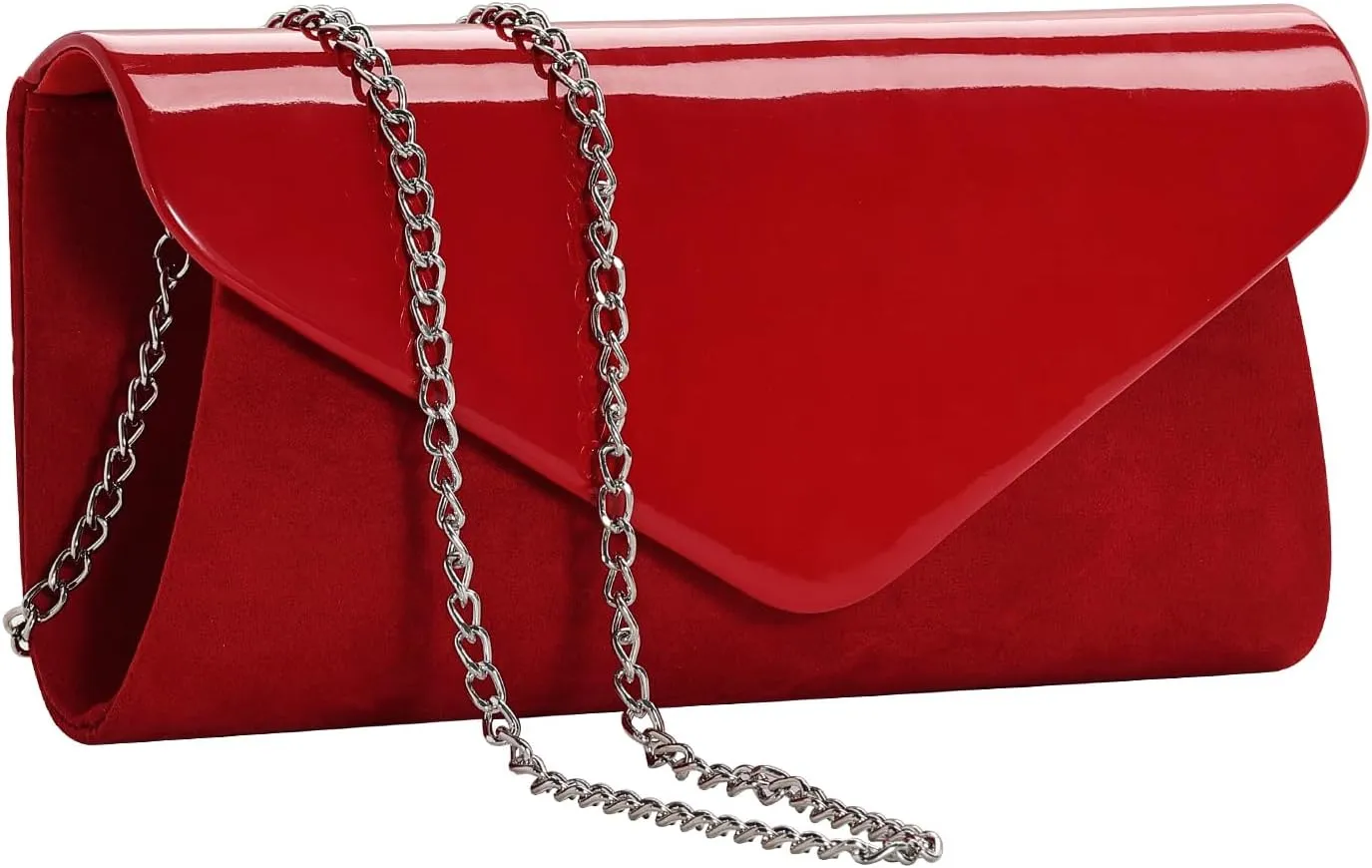 WALLYN'S Patent Leather Clutch Classic Purse Evening Bag Handbag With Flannelette