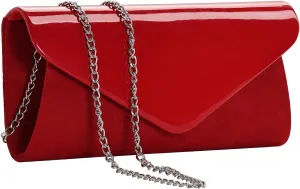 WALLYN'S Patent Leather Clutch Classic Purse Evening Bag Handbag With Flannelette