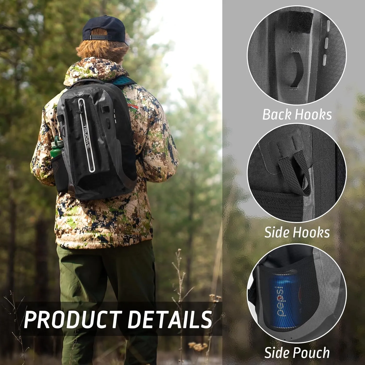 Waterproof Backpack, Waterproof Submersible Backpack, Floating TPU Coated Dry Bag with Airtight Zipper for Kayak, Fishing, Boating, Hiking (30L)