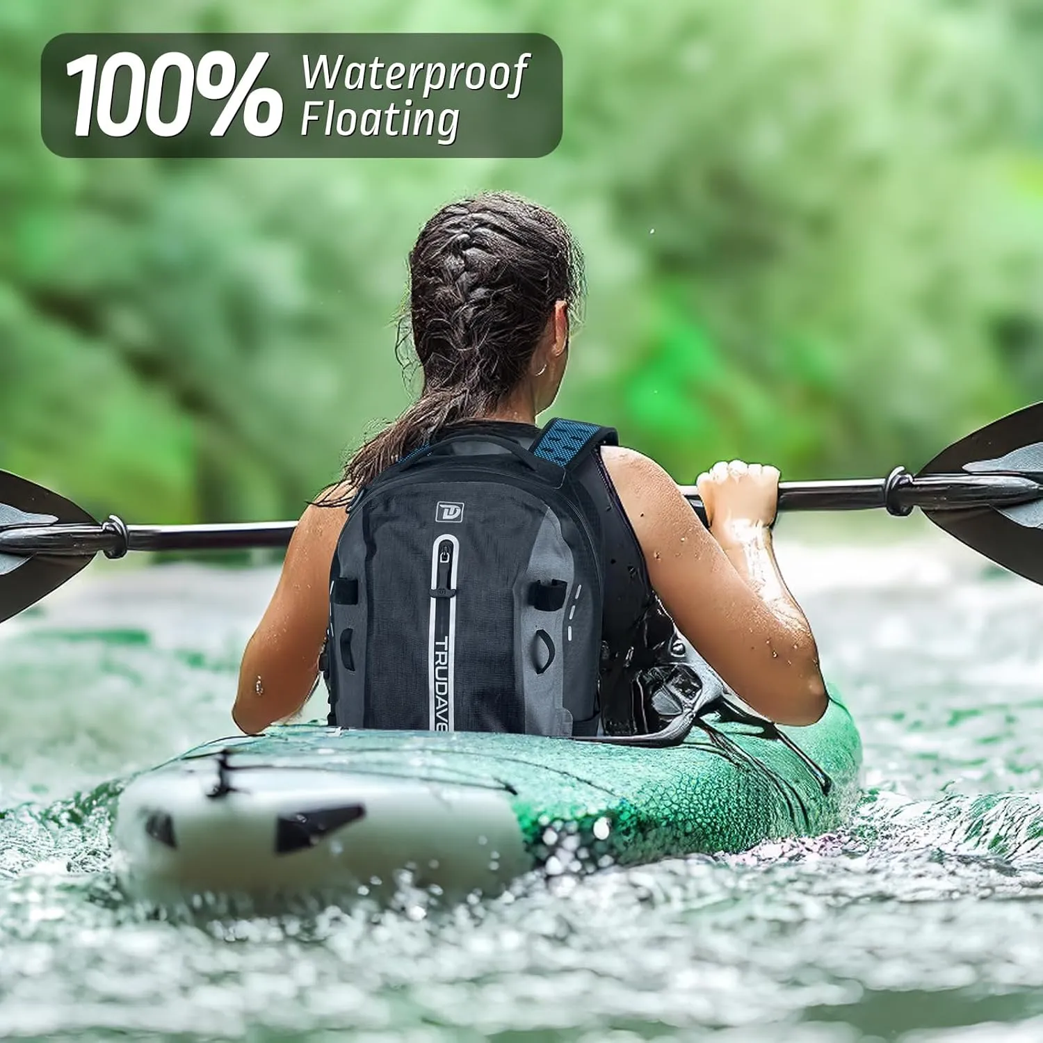 Waterproof Backpack, Waterproof Submersible Backpack, Floating TPU Coated Dry Bag with Airtight Zipper for Kayak, Fishing, Boating, Hiking (30L)