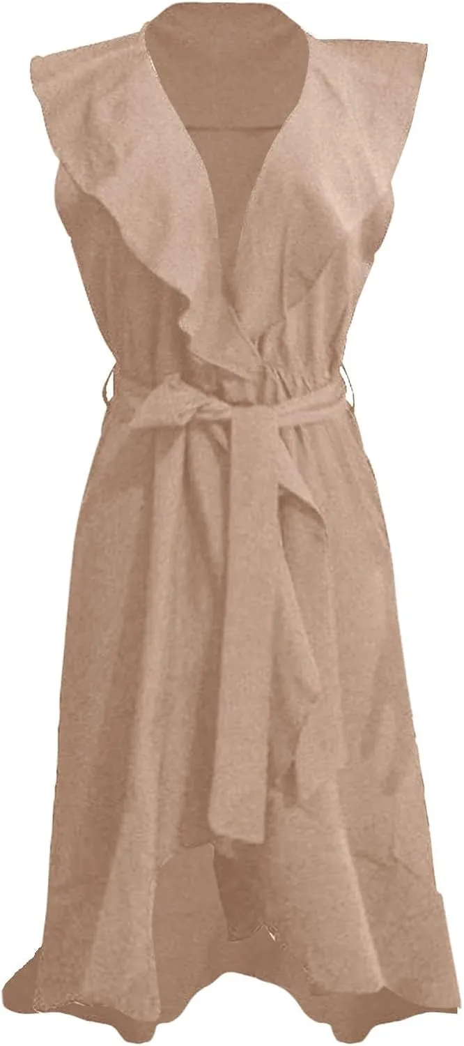 Wedding Guest Dresses for Women 2025 Gowns Evening Party Cocktail Dress Long Split Elegant V Neck Wrap Ruffle Guest Dresses