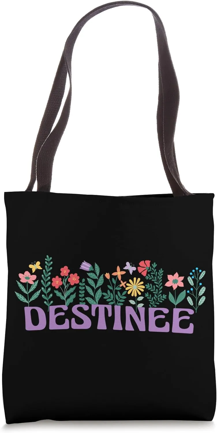 Wildflower Floral DESTINEE First Name Mother's Day Women Tote Bag