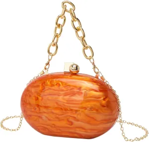 Women Acrylic Clutch Purse Marble Evening Bag Glitter Acrylic Shoulder Handbag Wedding Party Prom Trendy Purse