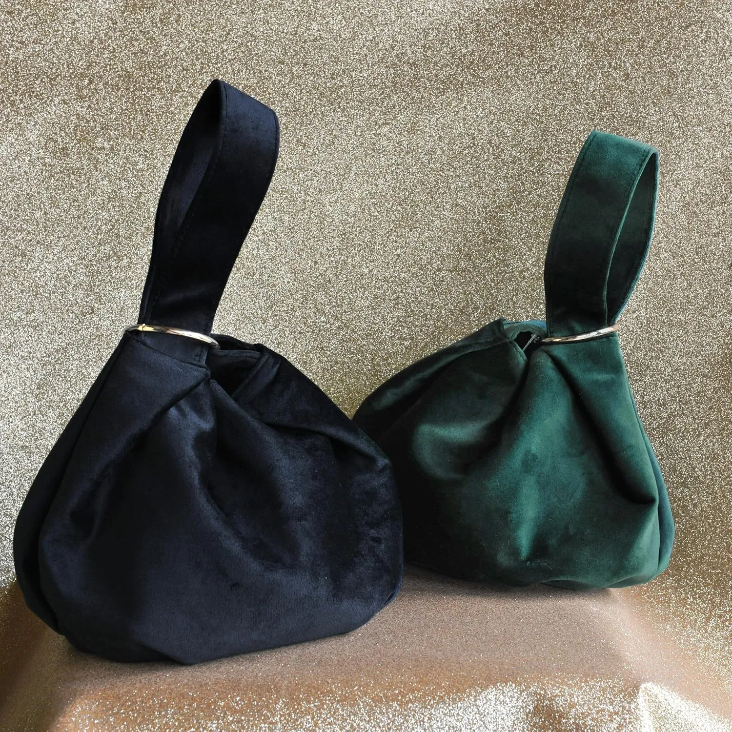 Women Clutch Velvet Top Handle Bag Wristlet Small Tote Purse