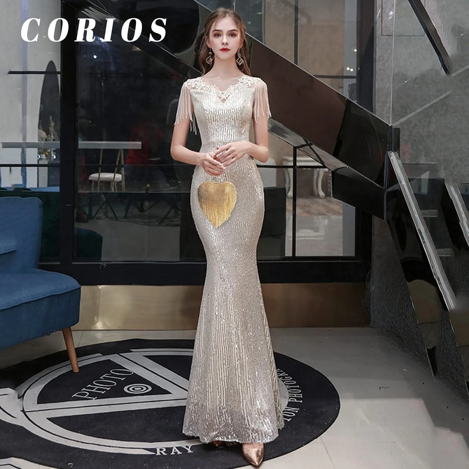 Women Luxury Heart Shape Tassel Evening Clutch Bag Rhinestone Handbag Bridal Wedding Purse