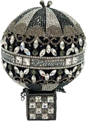 Women Novelty Hot Air Balloon Rhinestone Clutch Purse Glitter Crystal Evening Handbag for Party Cocktail Wedding