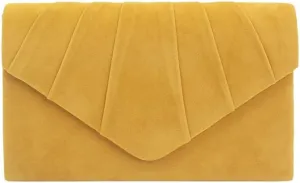 Women Pleated Evening Bag Velvet Suede Envelope Clutch Purse Party Prom Handbag,