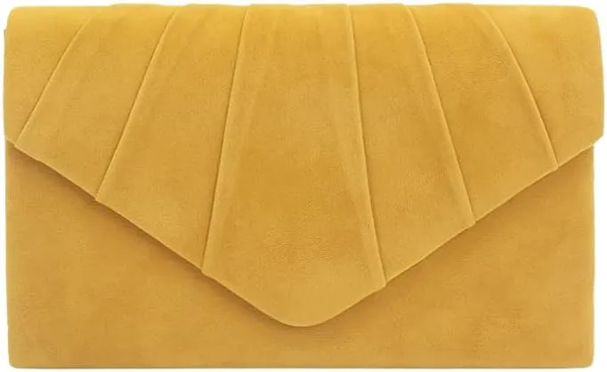 Women Pleated Evening Bag Velvet Suede Envelope Clutch Purse Party Prom Handbag,