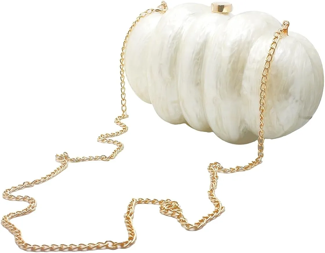 Women Puff Acrylic Clutch Purse Glitter Marble Acrylic Handbag Unique Evening Bag Chain Shoulder Bag for Party Prom