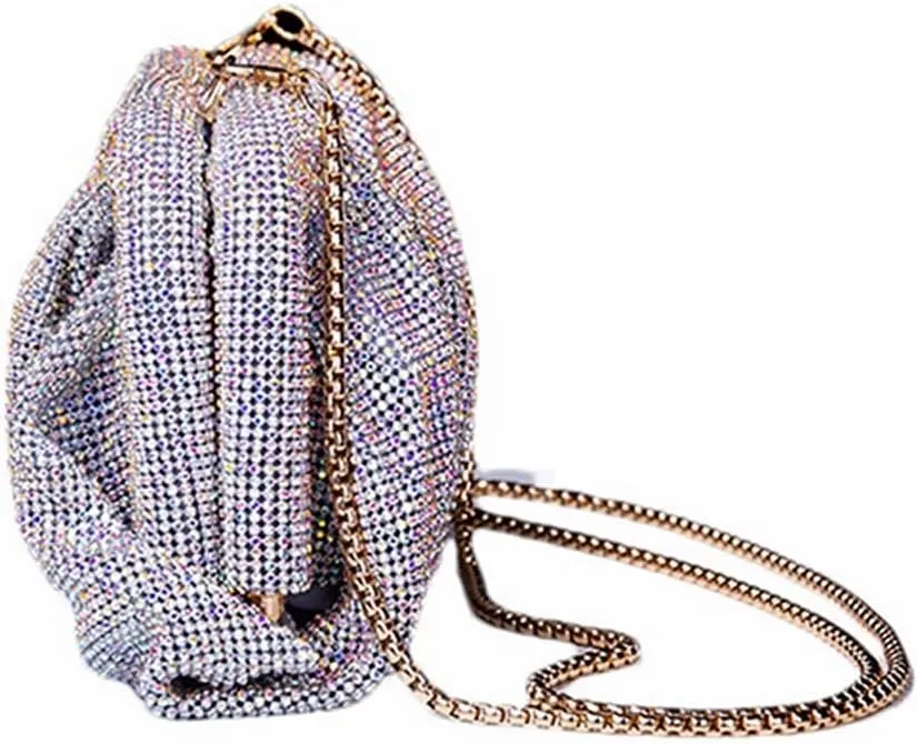 Women Rhinestone Clutch Purse Diamond Evening Bag Chain Handbag Ladies Dumpling Bag Wedding Party Purse