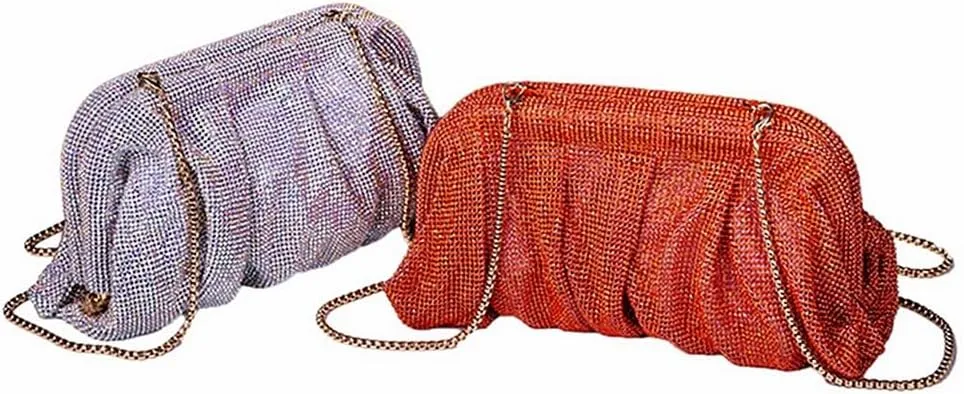 Women Rhinestone Clutch Purse Diamond Evening Bag Chain Handbag Ladies Dumpling Bag Wedding Party Purse